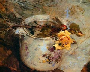 La Rose dans un vase de Sassonian - Giovanni Boldini